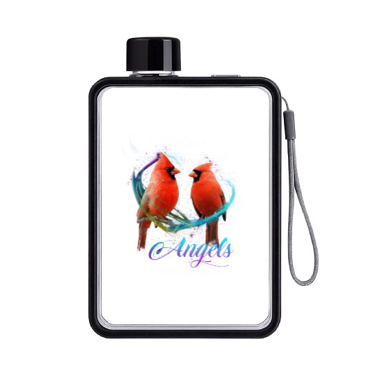 Cardinal Bird I Believe There Are Angels Among Us Flat Water Bottles