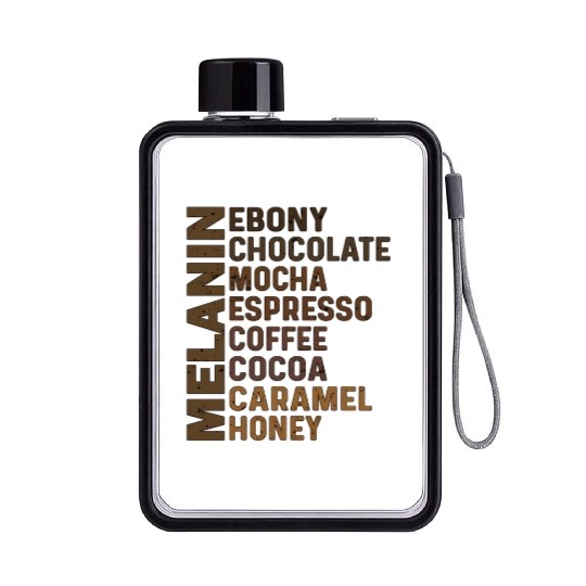 Black Melanin Ebony Chocolate Mocha Espresso Flat Water Bottles