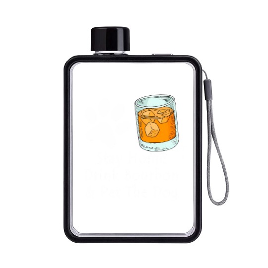 Stay Home Drink Bourbon And Pet The Dog Flat Water Bottles