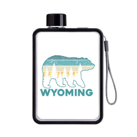 Wyoming Grizzly Bear Nature Hiking Flat Water Bottles