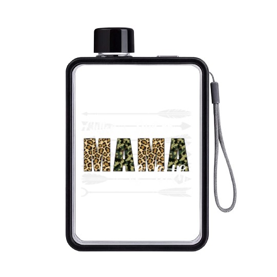 Glitter Dirt Mama Of Both With Leopard Camouflage Flat Water Bottles