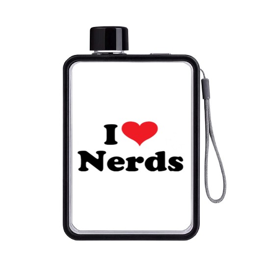 Cute I Love Nerds Flat Water Bottles
