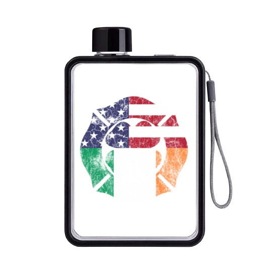 Firefighter St Patric Day Irish American Flag Flat Water Bottles
