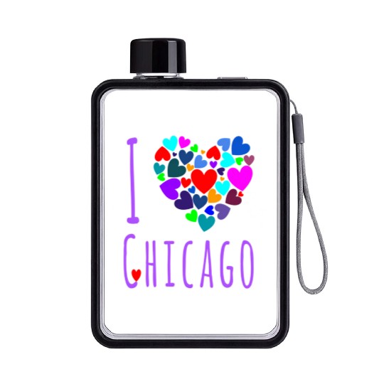 I Love Chicago Heart City Of Chicago Flat Water Bottles
