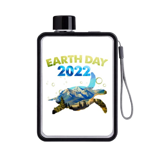 Sea Turtle Earth Day Everyday 2022 Planet World Flat Water Bottles