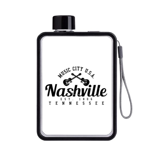hville - Country Music City Guitar Flat Water Bottles