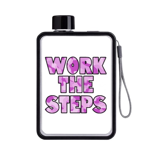 Work the Steps purple camo Flat Water Bottles