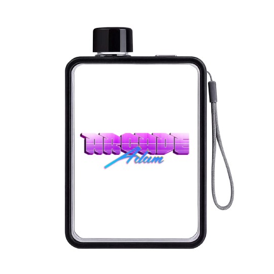 Retro 90s Arcade Adam Logo Flat Water Bottles