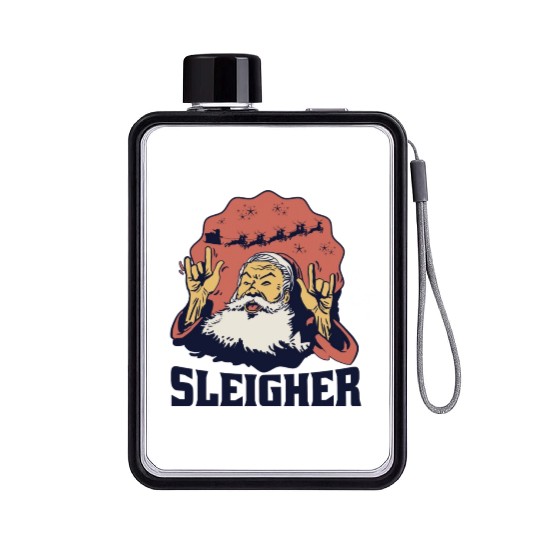 Heavy Metal Santa Sign Of The Horns Flat Water Bottles