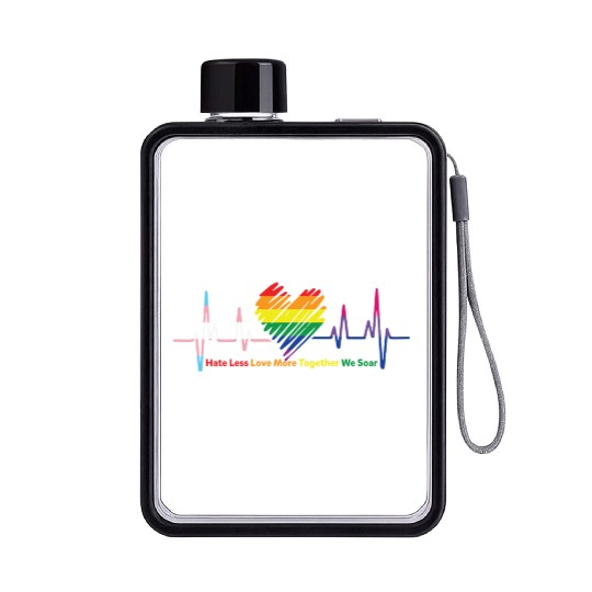 Gay Pride Hate Less Love More Gay Pride Flat Water Bottles