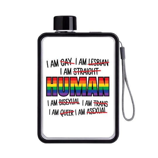 Human LGBT Gay Pride Flat Water Bottles