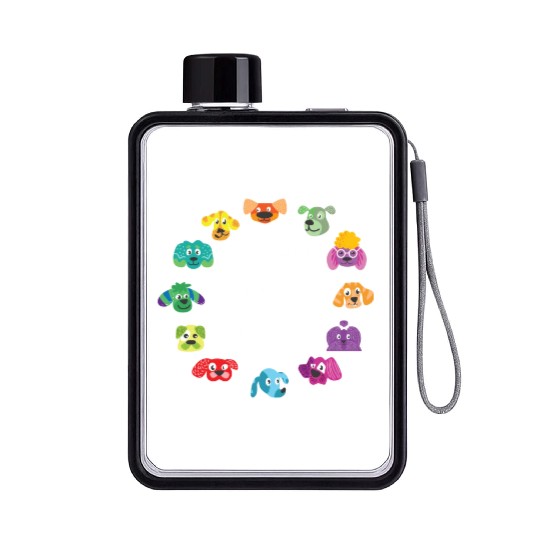 Color Wheel Of Cute Dogs Art Teacher Dog Lover Flat Water Bottles