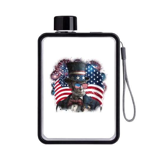 Merica Lincoln Independence Day Party 4th July Flat Water Bottles
