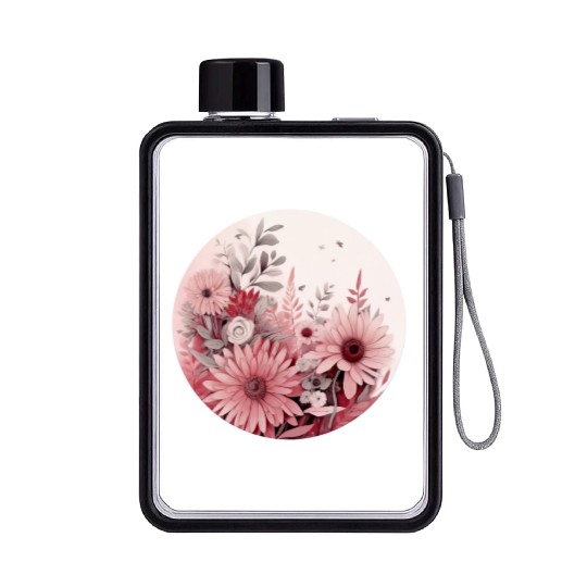 beautiful flowers in awesome summer colours Flat Water Bottles