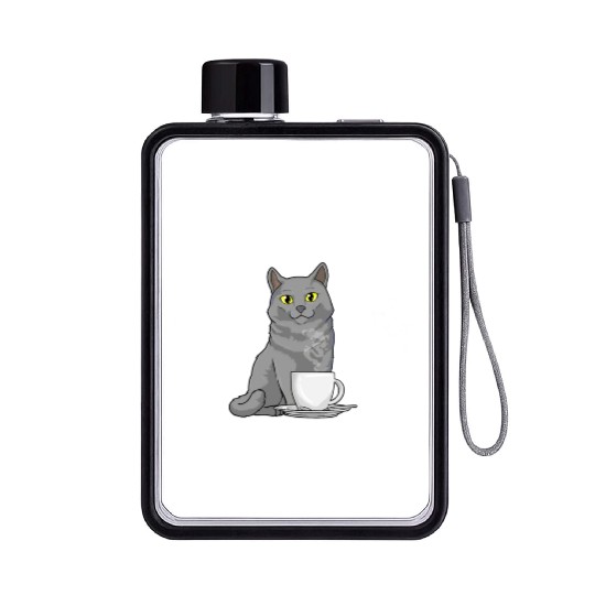 Woman Cat Lover Coffee Lover Caffeine Meow Flat Water Bottles