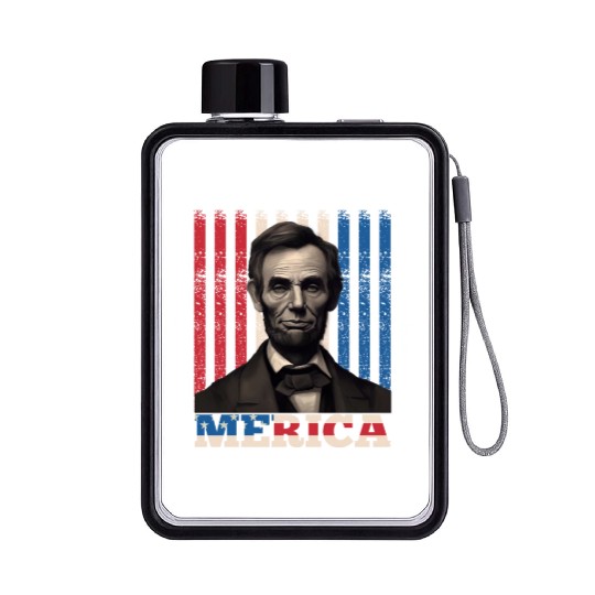 Merica Lincoln Independence Day Party 4th July Flat Water Bottles