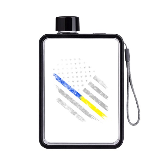 Gold Blue Line 911 Police Dispatcher First Flat Water Bottles