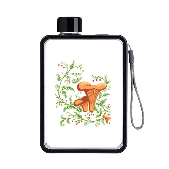 Forest Mushrooms Floral Fungi Ukrainian Vyshyvanka Flat Water Bottles