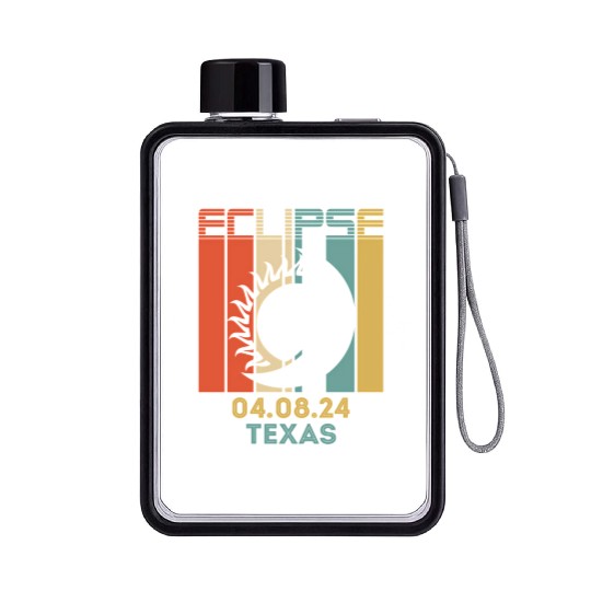America Total Solar Eclipse 040824 Texas 2024 Flat Water Bottles