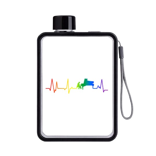 Piano Heartbeat LGBTQ Piano Heartbeat Pianist Flat Water Bottles