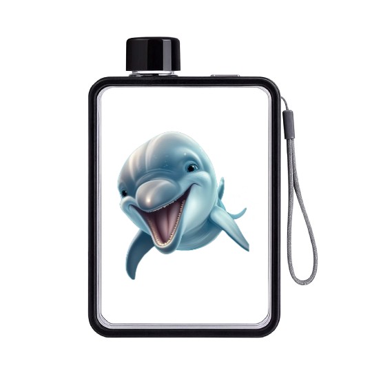 Sunny Delphinia: Joyful Dolphin's Paradise Flat Water Bottles