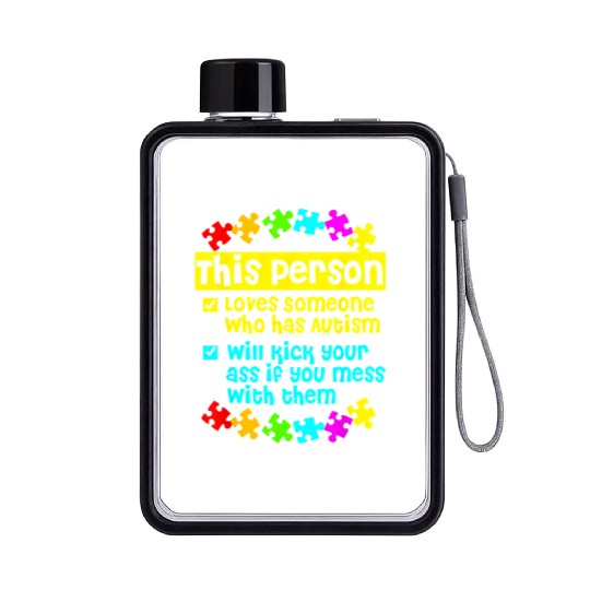 I Love Someone With Autism Flat Water Bottles