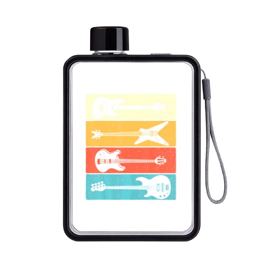 Retro Vintage Guitars Bass Guitar Music Lover Flat Water Bottles