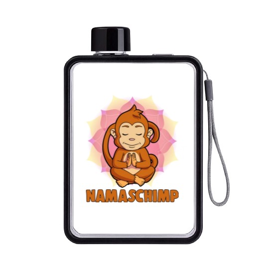 Cute Namaschimp Funny Yoga Monkey Namaste Workout Flat Water Bottles