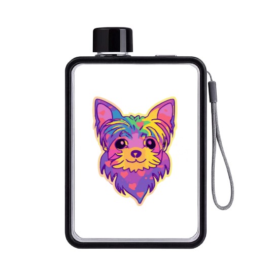 Yorkshire Terrier Rainbow Dog Lover Yorkie Flat Water Bottles