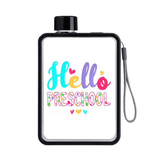 Back To School First Day Preschool Teacher Flat Water Bottles