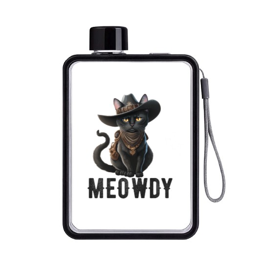 Meowdy Cat Cory Music Kitten Cowboy Flat Water Bottles