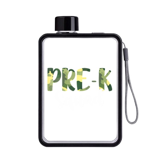 Camo Pre-K Squad Back To School Camouflage Flat Water Bottles