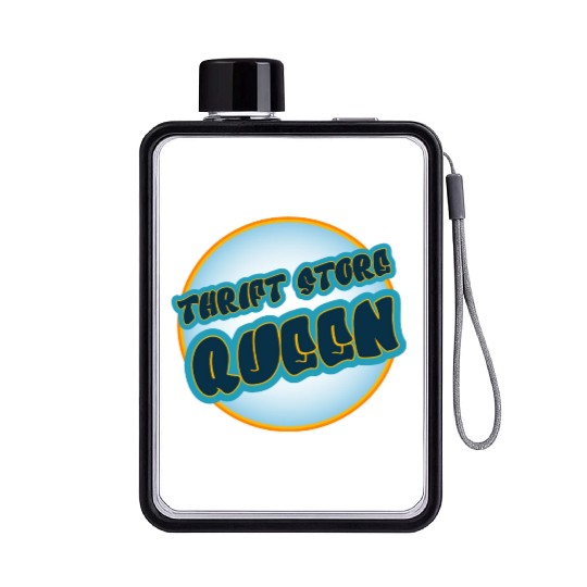 Thrift Store Queen blue orange Flat Water Bottles