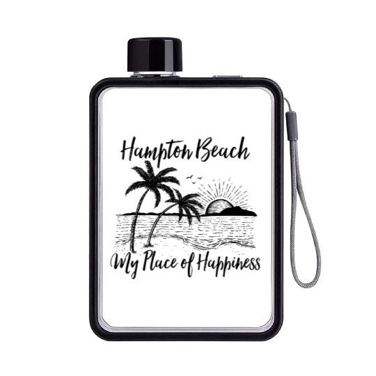 New Hampshire Beach My Place Of Hapess Hampton Flat Water Bottles