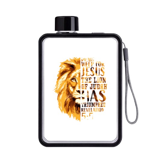 Christian Bible Verse Faith Religious Lion Judah Flat Water Bottles