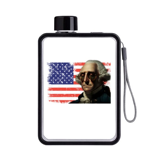 Merica George Washington Independence Day USA Flat Water Bottles