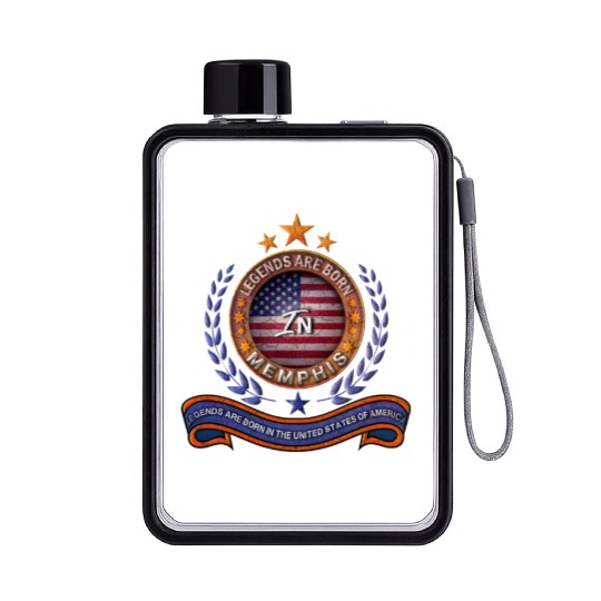 Legends of Memphis Tennessee Retro USA Flag Flat Water Bottles