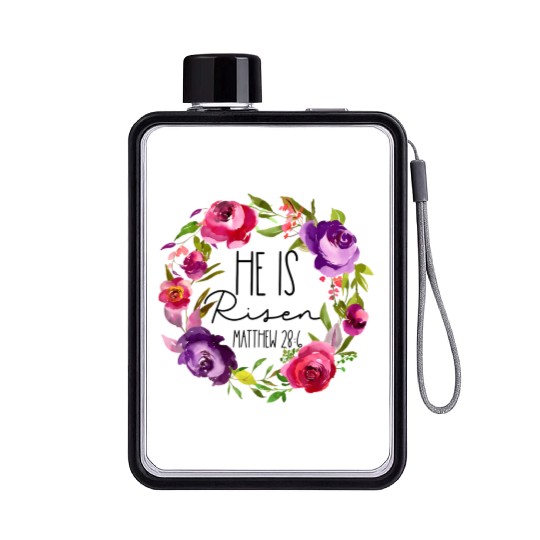 He Is Risen Floral Easter For Christiann Mom Flat Water Bottles