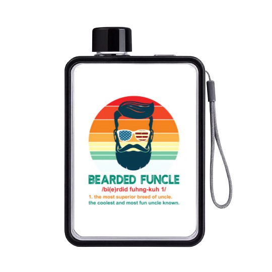 Bearded Funcle Definition Uncle Flat Water Bottles