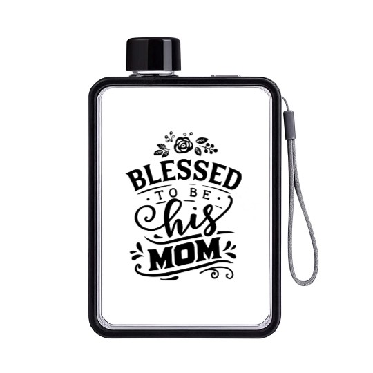 Blessed To Be His Mom Mom And Son Mothers Day Flat Water Bottles