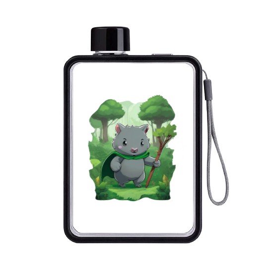 Wombat Hero - Green Cape Wombat Flat Water Bottles