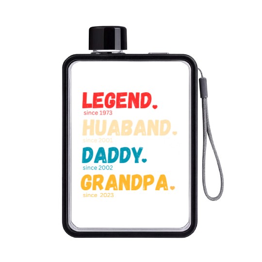 Legend, Husband, Daddy, Grandpa , Fathers day Flat Water Bottles