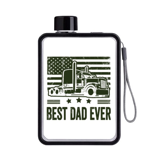 Best Truckin Dad Ever, Flat Water Bottles Vintage Father's Day