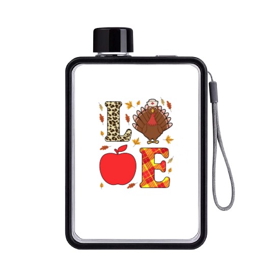 Cute School Secretary Thanksgiving Flat Water Bottles
