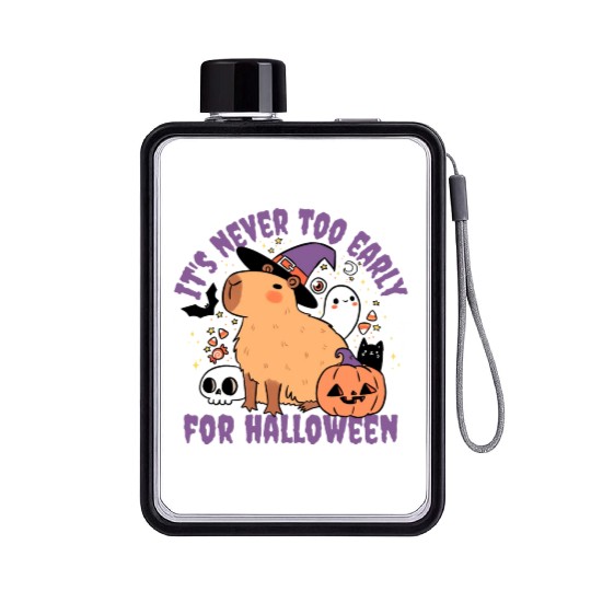 It Is Never Too Early For Halloween Cute Capybara Flat Water Bottles