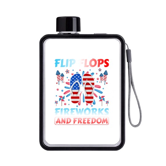 Flip Flops Fireworks and freedom Flat Water Bottles