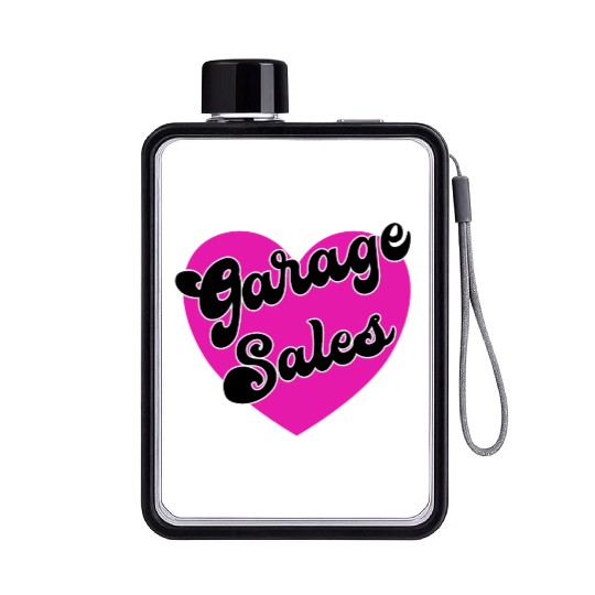 Garage Sales pink heart Flat Water Bottles