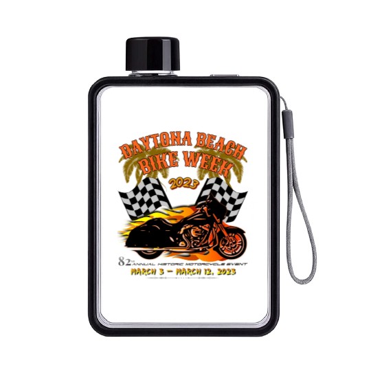 Daytona Beach Bike Week 2023 Checkered Flag Front Flat Water Bottles