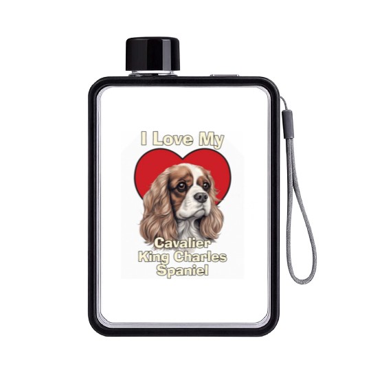 I Love My Cavalier King Charles Spaniel Puppy Dog Flat Water Bottles