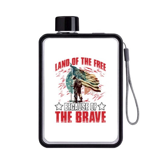 Land of the free because of the Brave Flat Water Bottles